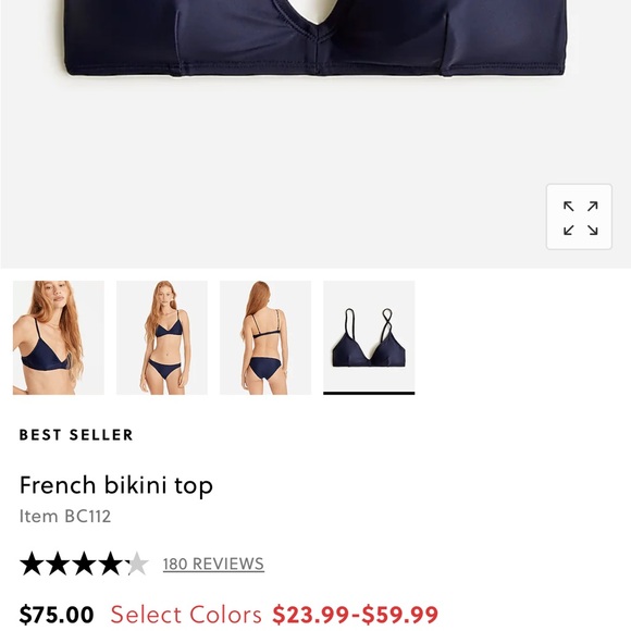 JCrew- NWT French Bikini Top - Picture 5 of 6